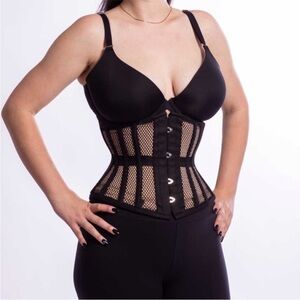 Orchard Corset Black Mesh Hourglass Curve Waspie Corset Size 18